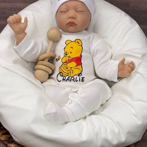 Baby Boy Outfit, Coming Home Outfit, Winnie The Pooh, Handmade, Personalized Newborn, Babyshower Gift, Newborn Clothing, Outfits With Hats image 7