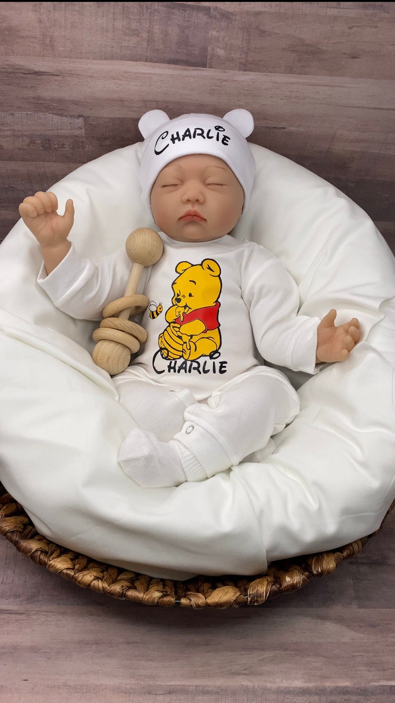 Baby Boy Outfit, Coming Home Outfit, Winnie The Pooh, Handmade, Personalized Newborn, Babyshower Gift, Newborn Clothing, Outfits With Hats image 7