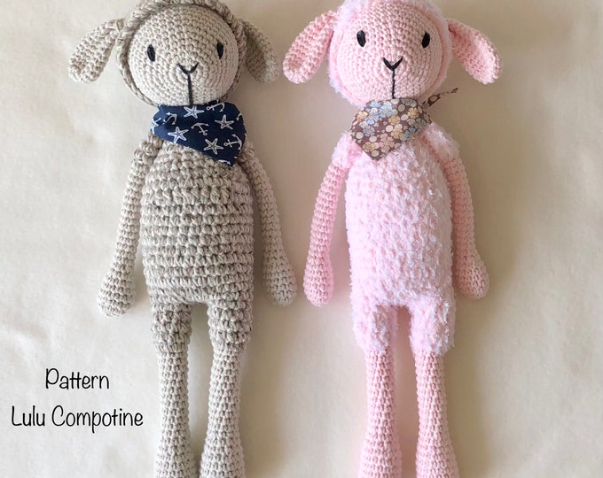 Cuddly sheep pink or grey - Handmade by Omanel