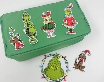 Grumpy green Christmas Iron on patches