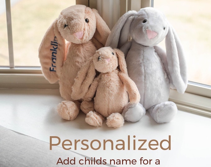 Custom Bunny Rabbit plush - toddler - newborn - Newborn gift - 18” and 12” bunnies! FREE embroidery- gift for toddler - present