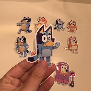 Bluey Inspired stickers. Inspired to look similar to Bluey bingo chili and bandet healer