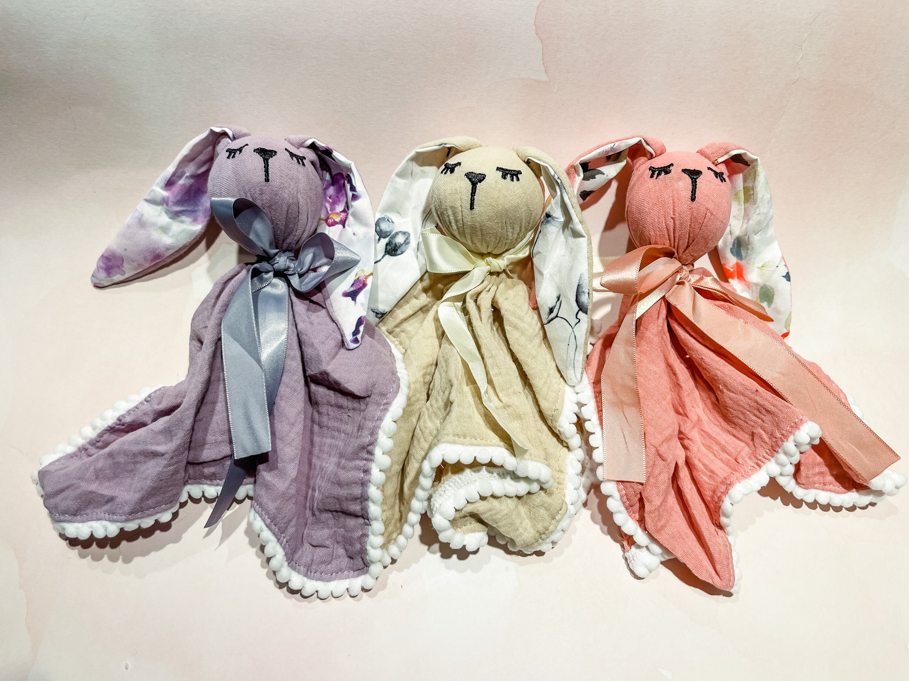 Baby Lovey Security Blanket With Plush Bunny - 24x24 Inch Muslin Blanket For Newborns