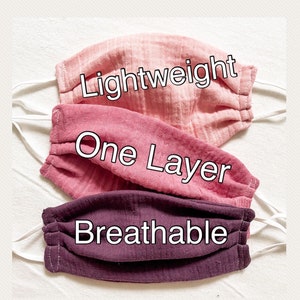 100% Cotton Organic Face Mask - super soft and comfortable! Lightweight muslin mask - anti-fog mask - summer - stylish mask