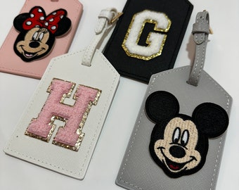 Étiquettes à bagage en cuir végétalien - étiquettes à bagage Disney - étiquette à bagage patch