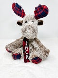 Christmas Personalized Reindeer - adorable plush moose - plaid reindeer or moose - scarf - embroidered -  2025 - 18”