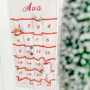 Custom Embroidered Wall fabric canvas Hanging Advent calendar 4ft tall! Christmas countdown calendar. Christmas decorations.
