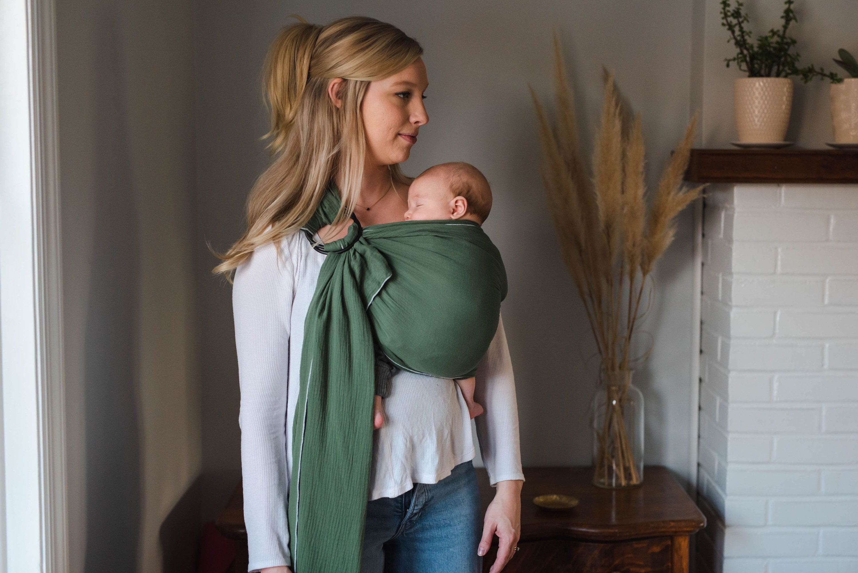 Écharpe de portage Ring sling, en lin - Pewter