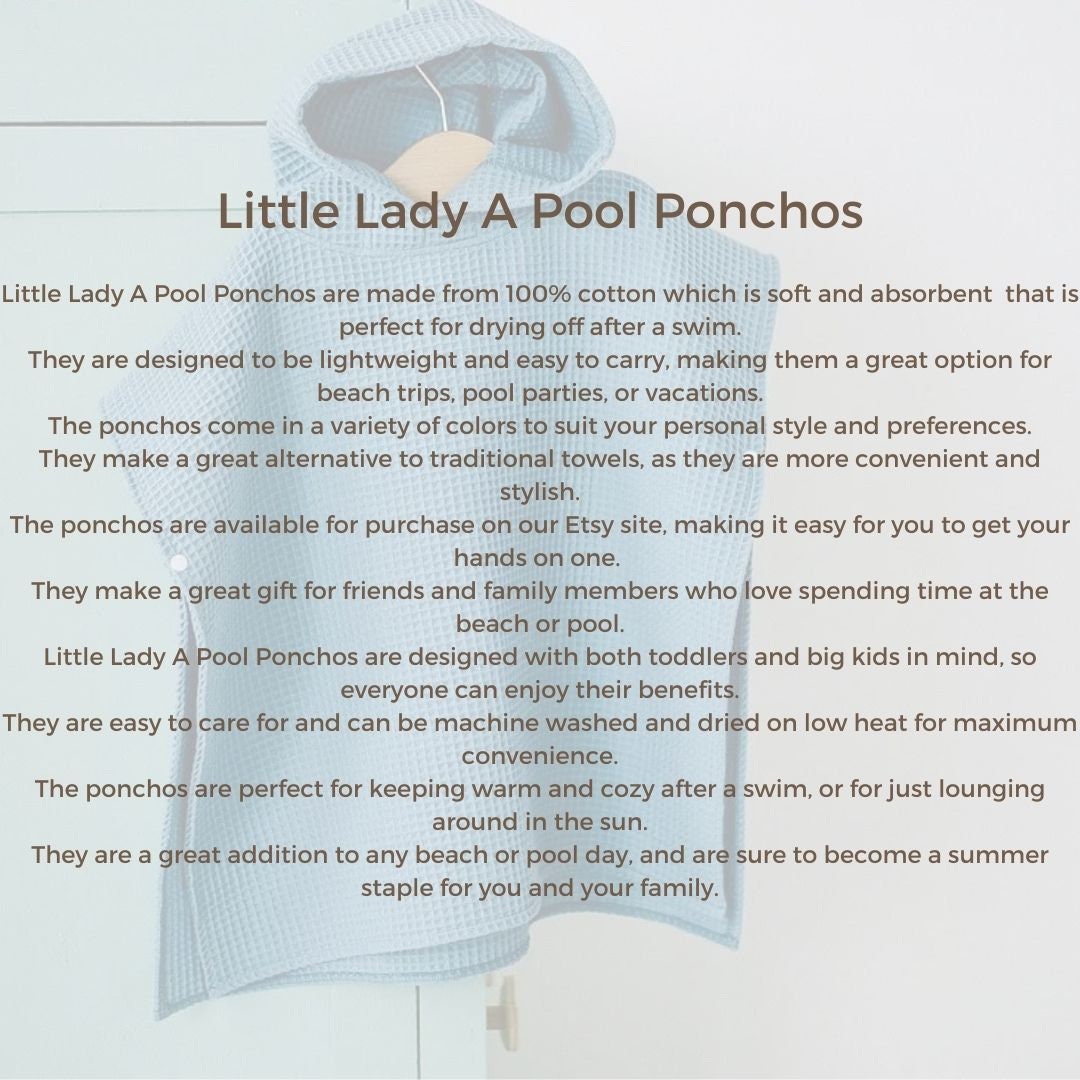 Hooded Towel with Custom Embroidery - Waffle Beach Towel Poncho - Hooded Coverup - kids swimsuit coverup - 100% organic cotton