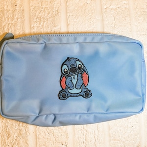 Disney STITCH Experiment 626 Glittering Blue Pencil Pouch Case Lilo &  Stitch New