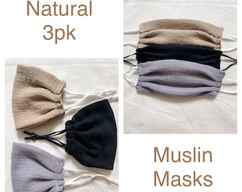 Muslin SOFT Face Mask - super soft and comfortable! breathable muslin mask - **Reduces glasses fogging up** anti-fog mask - summer mask -