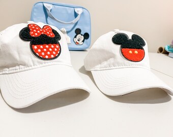 Disney baseball hat - Mr and Mrs Disney hat - Disney park hat - Minnie hat - Mickey hat - Disney ears - by Little Lady A