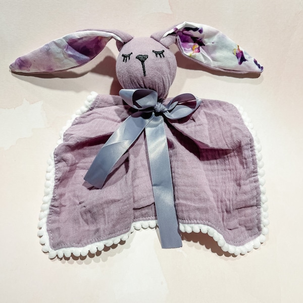 Bunny Rabbit plush Lovie - security blanket - baby blanket - Baby Newborn gift - Custom Embroidery