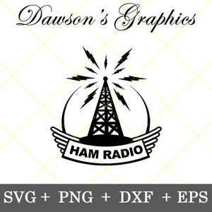 Sofortdownload!!! Ham Radio Turm mit Banner Design svg GMRS Weihnachten , Vatertagsgeschenk für Ihn svg, png, dxf, eps