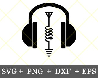 Instant Download!!! Ham Radio Headphones and Coil Design svg Amateur Radio Design svg Man Cave Decor  father's day gift svg, png, dxf, eps