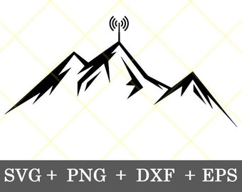 Instant Download!!! Ham Radio GMRS Tower on Mountain Range Design Amateur Radio Antenna SVG Christmas gift for Him svg, png, dxf, eps
