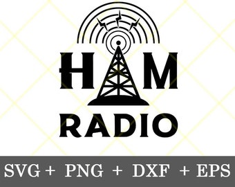 Instant Download!!! Ham Radio Design With Tower Svg Amateur Radio Clip Art for Christmas or Father's Day, gift for Him svg, png, dxf, eps