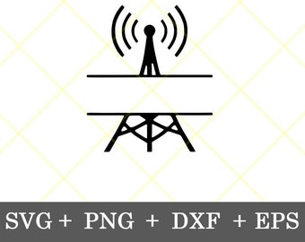 Instant Download!!! Ham Radio GMRS Tower Split Design No Call Sign Amateur Radio Antenna svg Christmas gift for Him svg, png, dxf, eps