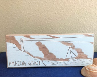 Amazing Grace Music Box – Charming Hand Carved Lighthouse Scene