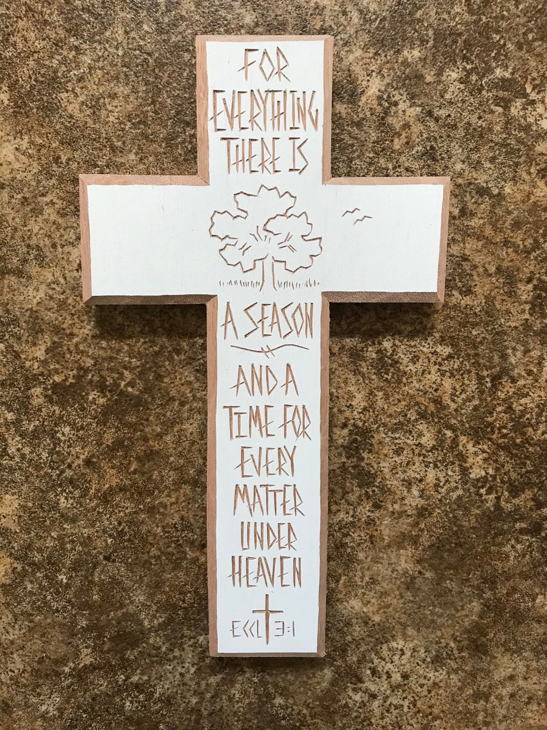 Hand Carved Cross With Scripture Verse: Inspiring Christian Home Decor ...