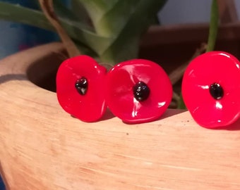 boucles d'oreilles coquelicot en verre