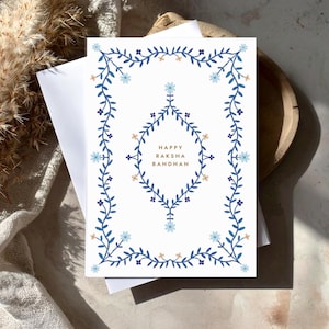 Floral Raksha Bandhan Card: Blue Seaside Rakhri Greetings Card