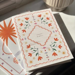 Floral Diwali Greetings Card Set: Autumn Warmth, Light Inspired