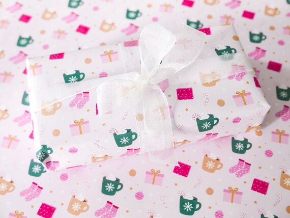 Wrapping Paper: Mini Hot Pink Gingham {Gift Wrap, Birthday, Holiday,  Christmas}