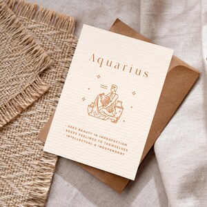 Biglietto di auguri con segno zodiacale e busta in carta kraft marrone - 5 x 7 pollici - Biglietto con segno zodiacale - Perfetto per compleanni o come biglietto di ringraziamento.