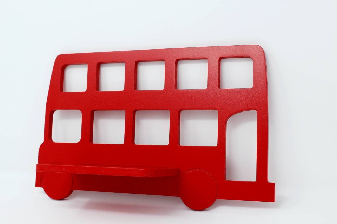 London bus shelf children's bookshelf bus theme London bus playroom
