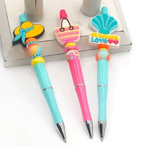 Silicone beaded pen, Fun summer pen, Gift for beach house, gift for summer, gift for beast friend, coastal theme gift, fun office accessory