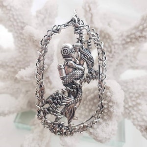 Mermaid and Diver &quot;Beauty and the Beast&quot; Necklace Pendant