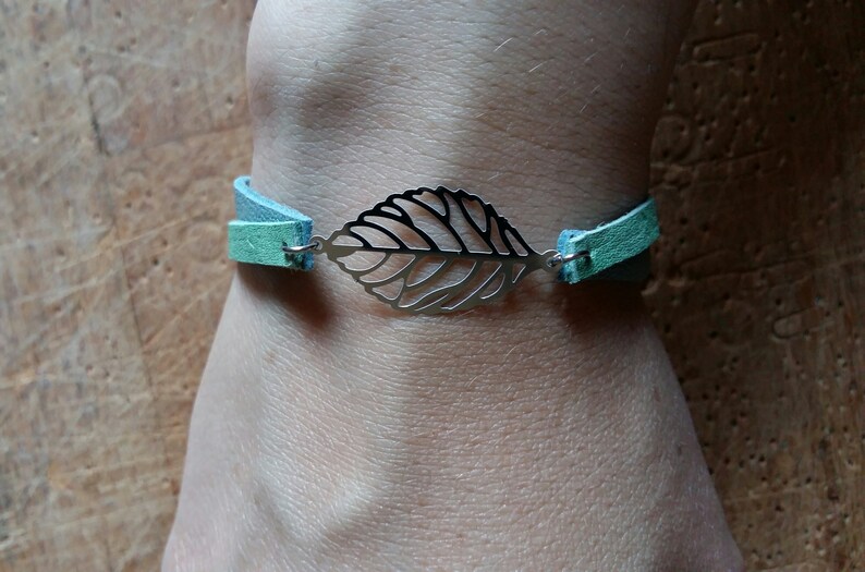 Leather strap and leaf