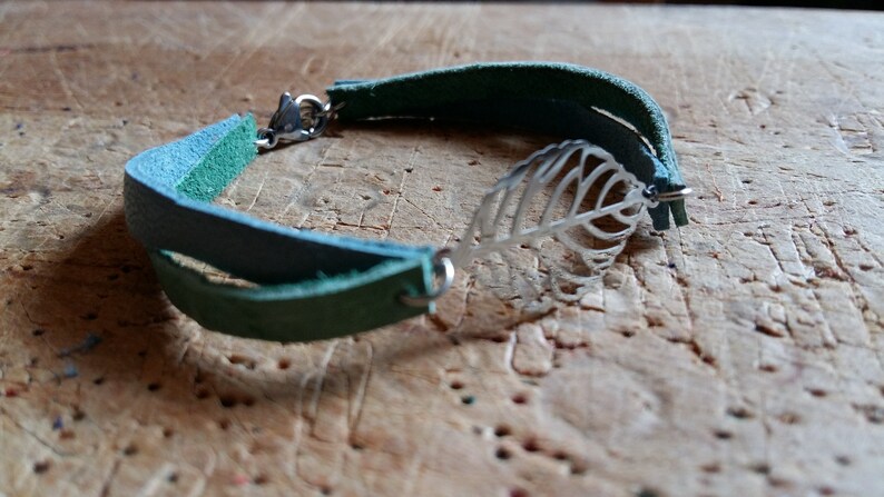 Leather strap and leaf