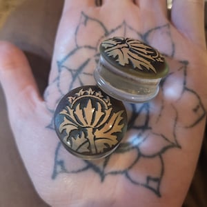 Thistle Etched Borosilicate Plugs ~ 1&quot; (26mm)