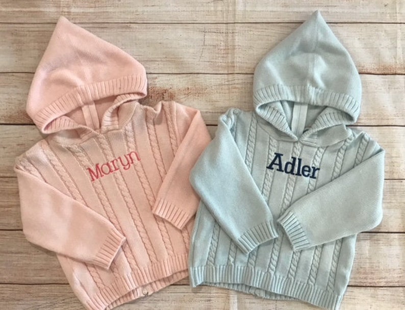 Personalized Baby Sweater/ Hooded Baby Sweater/ Infant Sweater W/ Back