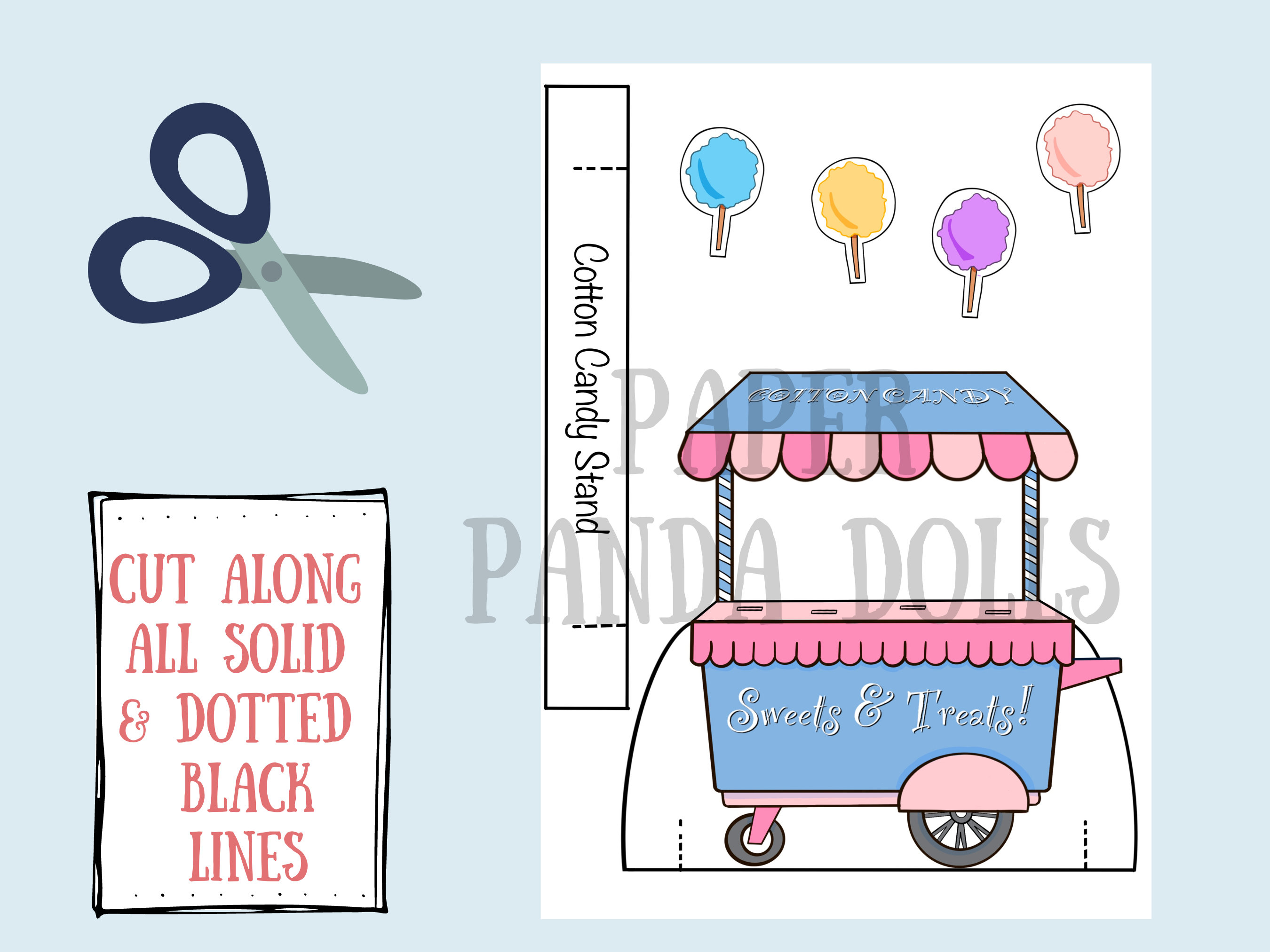 Printable Paper Doll Accessory Cotton Candy Stand | Activities for Kids ...