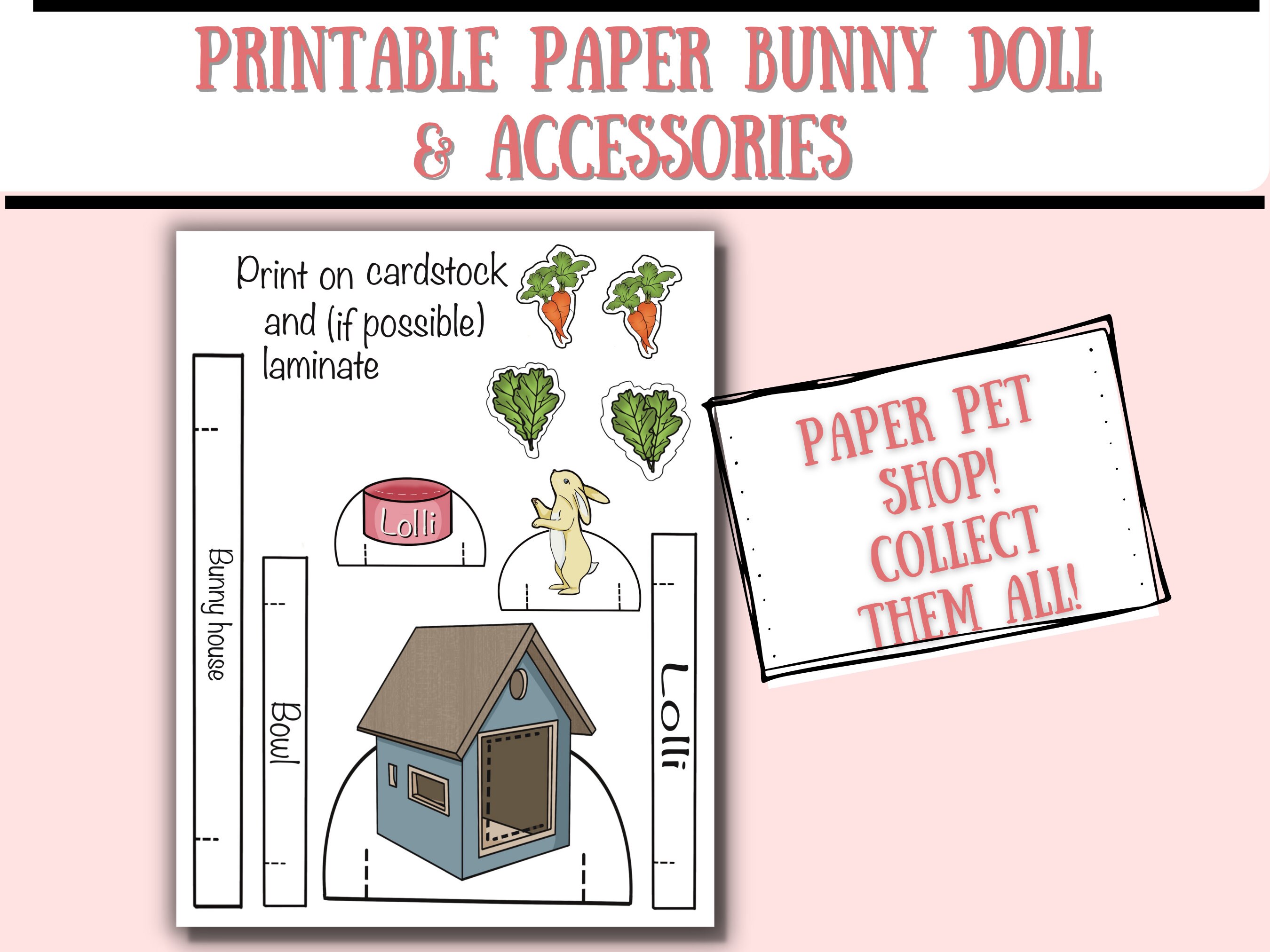 Printable Paper Doll Bunny & Accessories | Activities for Kids - Etsy