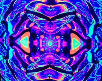Galactic Slushie (Blacklight Tapestry) Trippy UV Reactive Fluorescent Wall Hanging - Made in the USA
