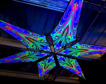 Macrodose- Ceiling Canopy - Trippy UV Reactive Geometric Tapestry - 6 petals set -  Made in the USA