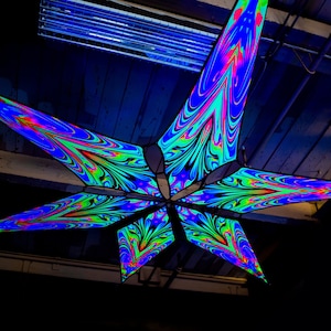 Macrodose- Ceiling Canopy - Trippy UV Reactive Geometric Tapestry - 6 petals set -  Made in the USA