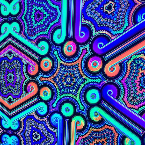 Chroma Zen (Blacklight Tapestry) Psychedelic UV Reactive Fluorescent Wall Hanging