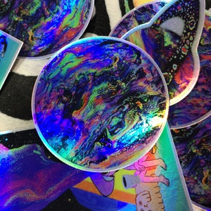 Galactic Drip - 3&quot; Holographic Trippy Planet  | Car, Laptop, Water Bottle, Tumbler Vinyl Sticker