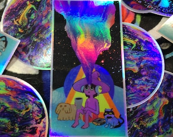 Clancy from the Midnight Gospel 4.5&quot; Psychedelic Holographic Sticker | Car, Laptop, Water Bottle, Tumbler Vinyl Sticker