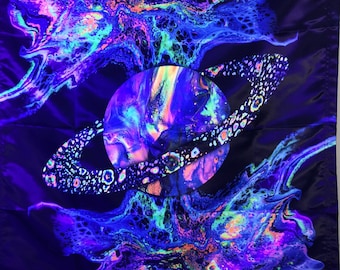 Cosmic Storm (Blacklight Space Tapestry) UV Reactive Fluorescent Wall Hanging