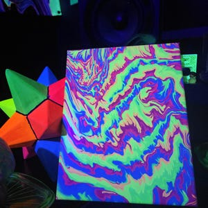 Wonky River - UV Blacklight - Abstract Original Acrylic Painting