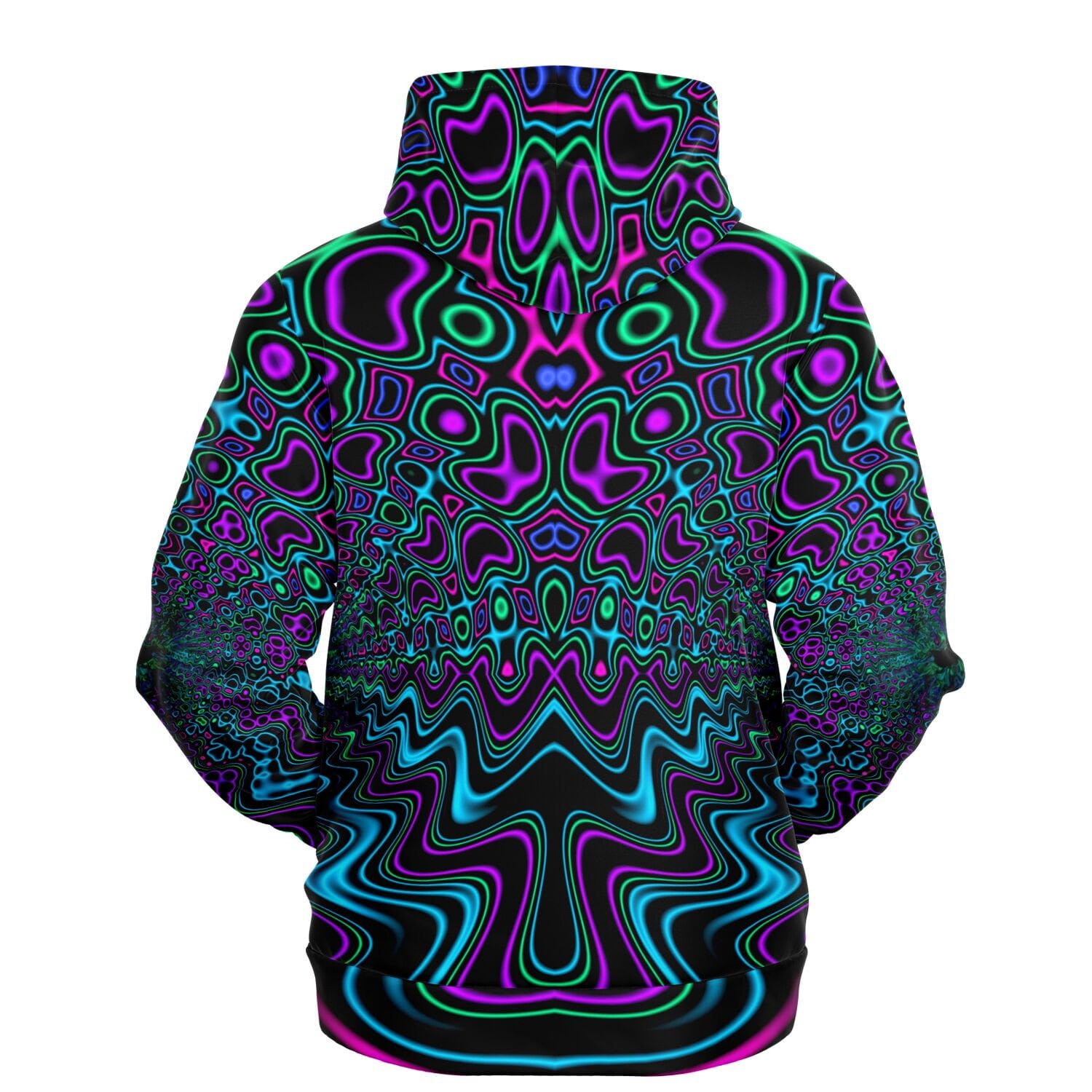 Synthwave Fractal River - Rave Hoodie - All Over Print - Trippy Psychedelic Festival Clothing