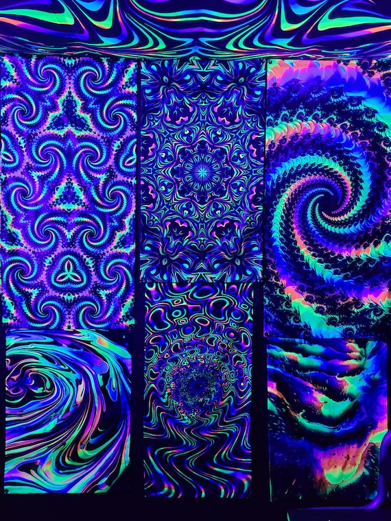 Cosmic Swirl Blacklight UV Reactive Tapestry Fluid Art Wall