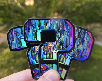Tipper ? Holográfico Totalmente Goteado - Pegatina Psicodélica de 7,6 cm / Vinilo para Coche, Portátil, Botella de Agua, Vaso Signo de Interrogación Tripppy