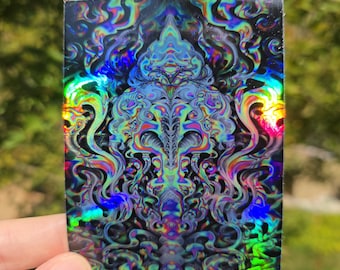 Interdimensional Encounter - Trippy Holographic Geometric Rainbow Sticker | Car, Laptop, Water Bottle, Tumbler Vinyl Sticker